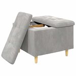 vidaXL Pouf de rangement Gris clair 60 x 60 x 45 cm Velours