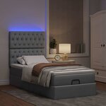 vidaXL Lit ottoman avec matelas et LED gris clair 90x200 cm tissu