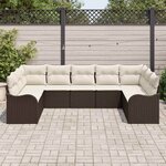 vidaXL Ensemble de canapé de jardin 9 Pièces Marron et blanc polyrotin