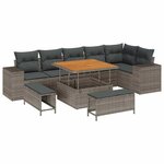 vidaXL Ensemble de canapé de jardin 9 Pièces Gris polyrotin