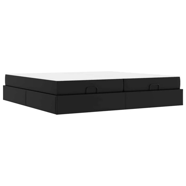 vidaXL Cadre de lit avec matelas Noir 200 x 200 cm Faux cuir