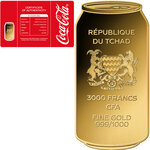 Pièce de monnaie en Or 3000 Francs g 0.031 (1/1000 oz) Millésime Gold Gift COCA COLA CAN 1/1000