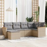 vidaXL Salon de jardin avec coussins 6 Pièces beige résine tressée