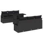 Ensemble de Canapé de Jardin de 7 Pièces avec Coussins Rattan Poly Noir