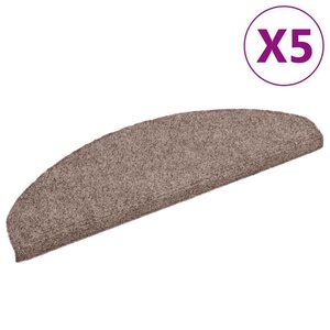 vidaXL Tapis d'escalier auto-adhésifs 5 pièces 65 x 21 x 4 cm Marron clair Demi-rond Grand
