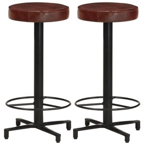 vidaXL Tabourets de bar lot de 2 66 cm cuir véritable
