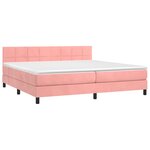 vidaXL Sommier à lattes de lit avec matelas Rose 200x200 cm Velours