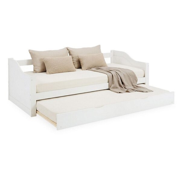 Lit gigogne 90x200 cm blanc avec 2 matelas  Lit double extensible