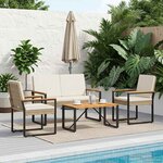 vidaXL Ensemble de meubles d'extérieur 4 Pièces Beige et blanc crème