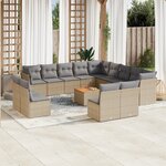 vidaXL Salon de jardin avec coussins 14 Pièces beige résine tressée