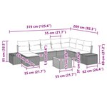 vidaXL Ensemble de canapé de jardin avec coussin 9 Pièces Noir polyrotin