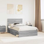 vidaXL Cadre de lit Gris Sonoma 120 x 190 cm Bois de pin massif