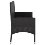 vidaXL Banc de Jardin à 2 Places avec Coussins Noir Résine Tressée