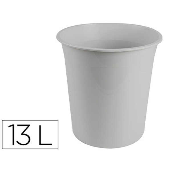 Corbeille papier q-connect plastique resistant 13l       275x285mm coloris gris opaque