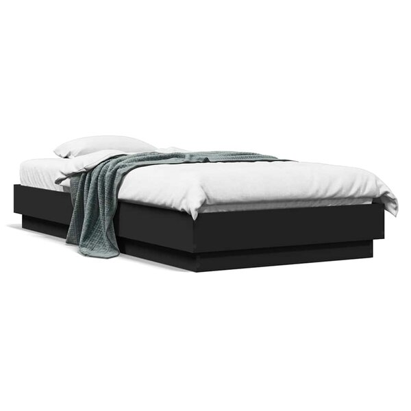vidaXL Cadre de lit sans matelas noir 90x190 cm bois ingénierie