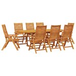 vidaXL Ensemble de salle à manger pour jardin 9 Pièces Marron