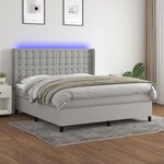 vidaXL Sommier à lattes de lit matelas LED Gris clair 160x200 cm Tissu