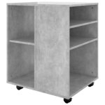 vidaXL Armoire à roulettes Gris béton 60x53x72 cm Bois d'ingénierie