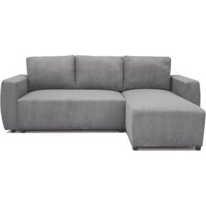 Canapé d'angle convertible réversible 3-4 places - velours côtelé Anthracite - Coffre de rangement - 224 x 155 x 85 cm