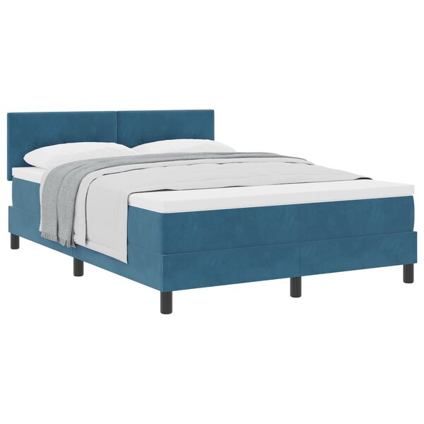Lit Box Spring avec Matelas VidaXL Bleu Foncé 140x190 cm Velours