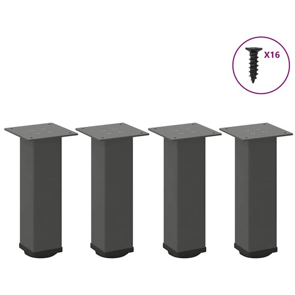 vidaXL Pieds de table basse 4 pièces Anthracite 42-44 cm Acier