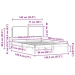 vidaXL Cadre de lit avec tête de lit rembourrée Taupe 140 x 190 cm