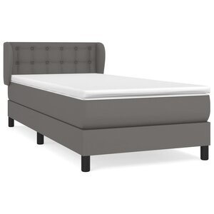 vidaXL Sommier à lattes de lit avec matelas Gris 90x190 cm Similicuir