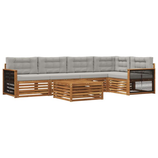 vidaXL Ensemble de canapés d'extérieur 6 Pièces Naturel et gris clair