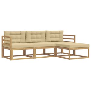 vidaXL Ensemble de canapés d'extérieur 4 pc Blanc et Beige Polyester