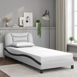vidaXL Cadre de lit avec LED sans matelas blanc et noir 90x200 cm
