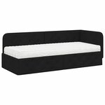vidaXL Cadre de lit d'angle avec matelas Noir 80 x 200 cm tissu
