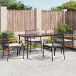 vidaXL Ensemble à manger de jardin coussins 5Pièces Noir Résine tressée