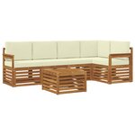 vidaXL Ensemble de canapés d'extérieur 6 pc Naturel et Crème Polyester