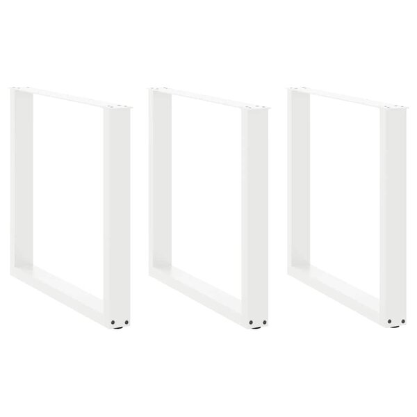vidaXL Pieds de table à manger en U 3 pièces Blanc 80 x (72-73) cm Acier