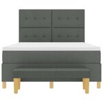 vidaXL Lit à ressorts avec coussin Gris foncé 200 x 140 cm tissu