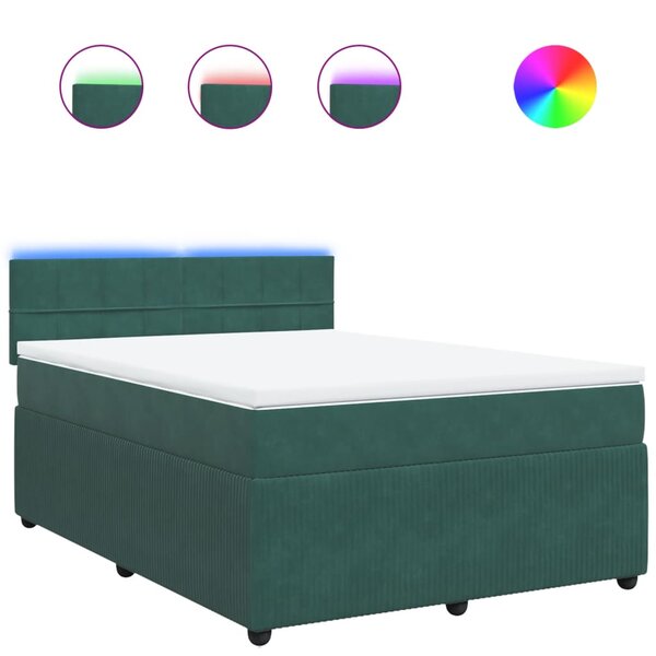 vidaXL Sommier à lattes de lit et matelas Vert foncé 160x200cm Velours
