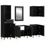 vidaXL Ensemble de meubles salle de bain 5 Pièces noir bois d'ingénierie