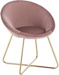 Chaise de cuisine en velours et pieds métal rose 19_0000115