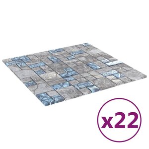 vidaXL Carreaux mosaïque 22 Pièces Gris et bleu 30x30 cm Verre