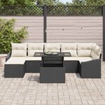 vidaXL Ensemble de canapé de jardin avec coussin 8 Pièces Noir et Crème