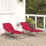 vidaXL Chaise longue pliante 2 Pièces Rouge 188 x 57 x 86 5 cm Polyester