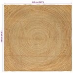 vidaXL Tapis de surface Carré Marron 240 x 240 cm Jute