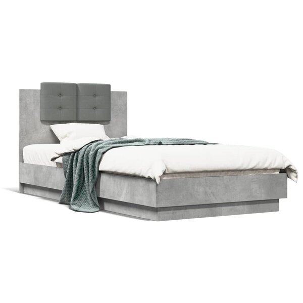 vidaXL Cadre de lit sans matelas gris béton 75x190 cm