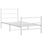 vidaXL Cadre de lit métal avec tête de lit/pied de lit blanc 90x200 cm