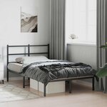 vidaXL Cadre de lit métal sans matelas avec tête de lit noir 120x190cm
