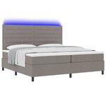 vidaXL Lit à ressorts avec matelas avec LED Taupe 200 x 200 cm tissu