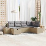 vidaXL Ensemble de canapé de jardin 6 Pièces Beige Poly rotin
