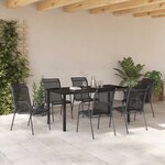 vidaXL Ensemble de salle à manger pour jardin 7 Pièces Noir