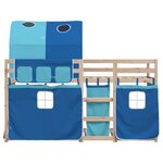 vidaXL Lit superposé sans matelas bleu 75x190 cm bois de pin massif