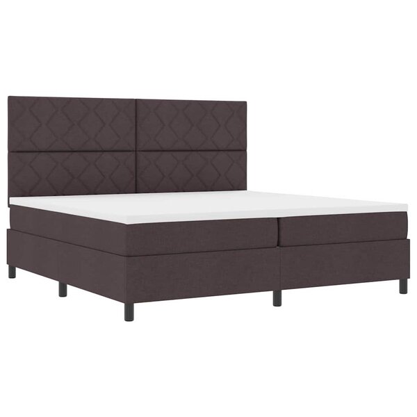 vidaXL Lit à ressorts avec matelas Marron foncé 200 x 200 cm tissu